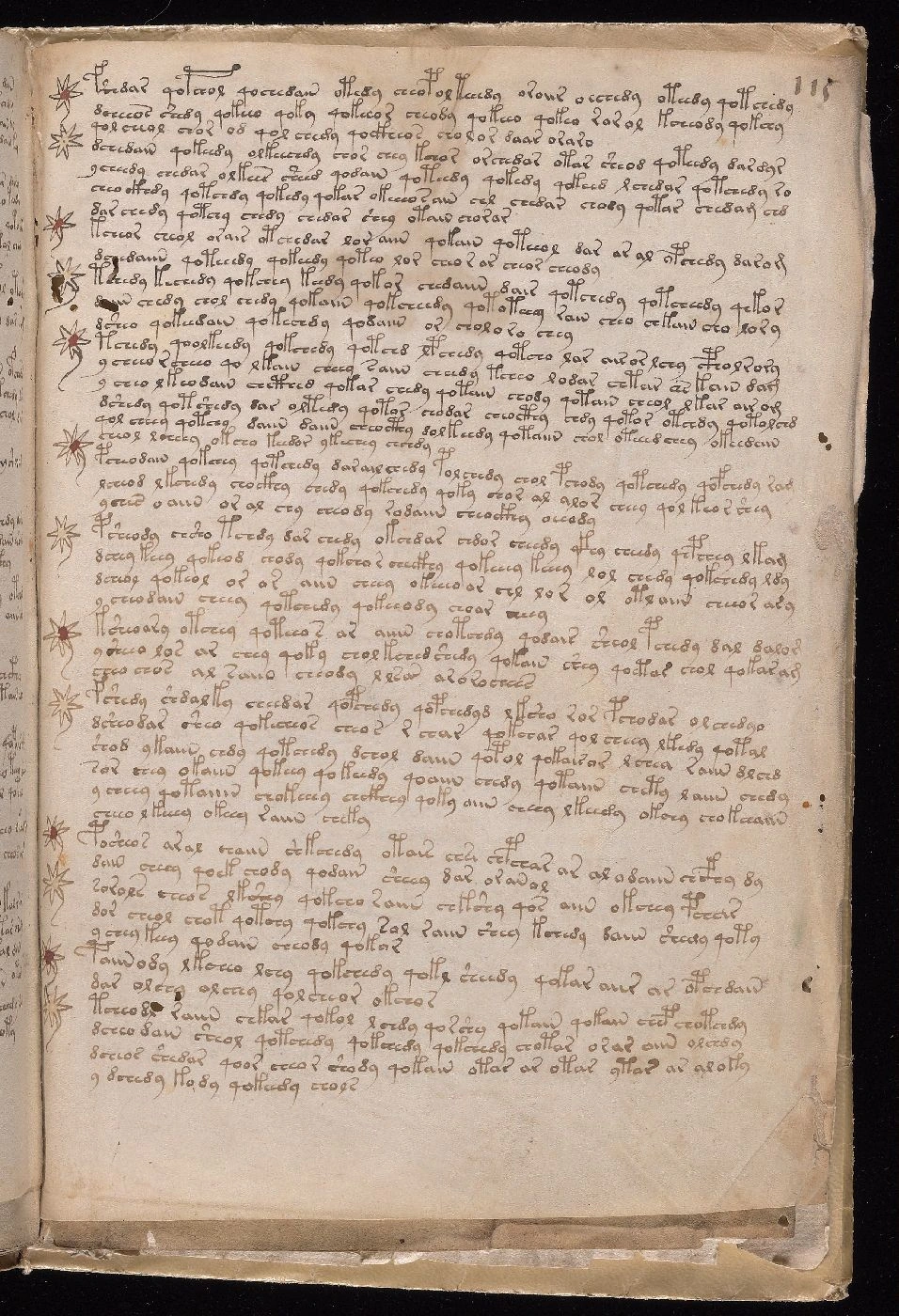 Folio 115r, where Davis assigns the first twelve lines to Hand 2 and the remainder to Hand 3.